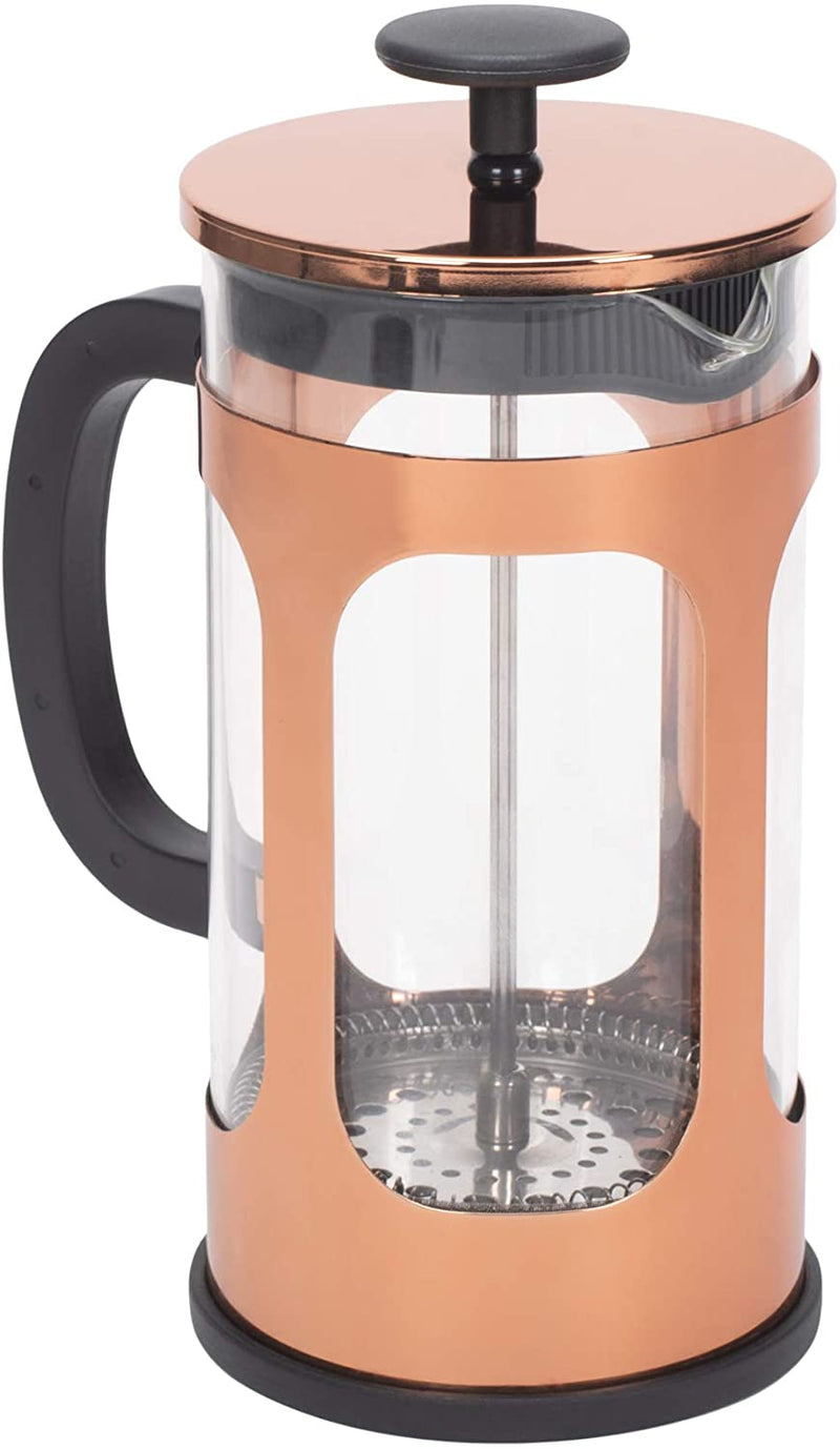 Bronze Tone 1 Liter Large Glass and Stainless Steel French Press Coffee and Loose Leaf Tea Maker