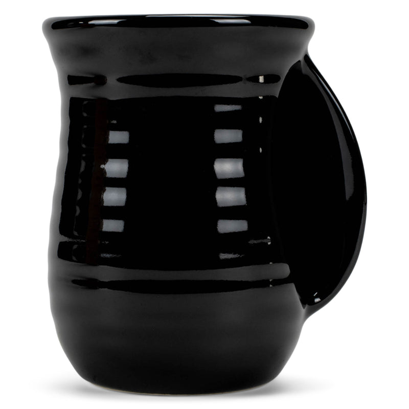 Elanze Designs Ribbed Solid Black 14 ounce Ceramic Handwarmer Mug