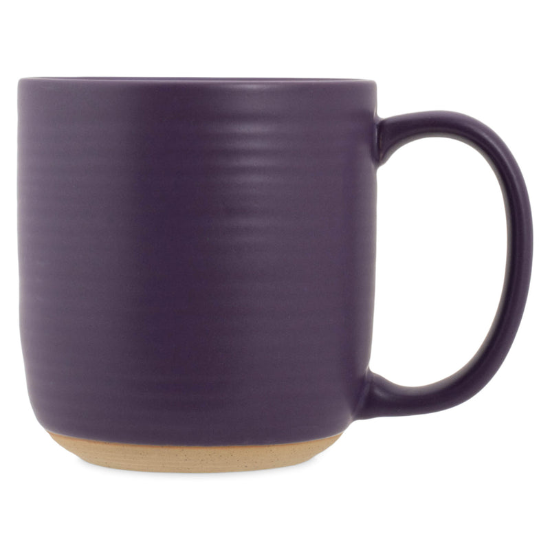 Elanze Designs Ribbed Solid Purple 13 ounce Ceramic Coffee Mugs Pack of 4