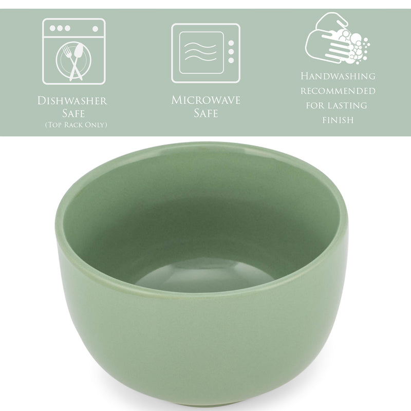 Elanze Designs Bistro Glossy Ceramic 4 inch Dessert Bowls Set of 4, Sage Green