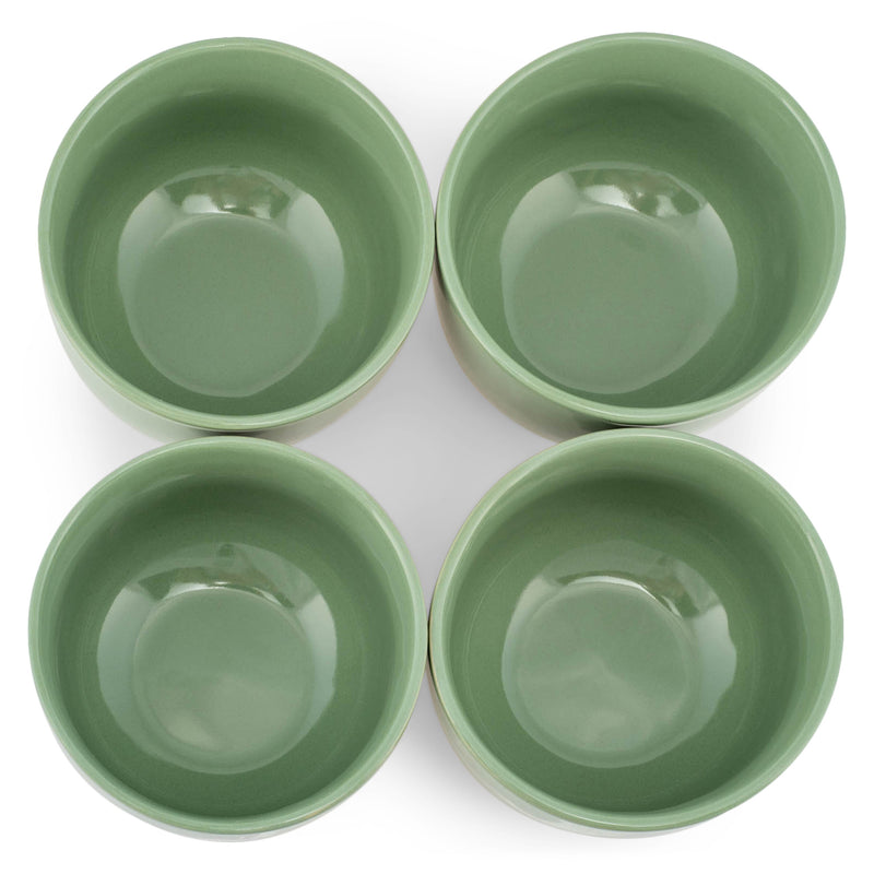 Elanze Designs Bistro Glossy Ceramic 4 inch Dessert Bowls Set of 4, Sage Green