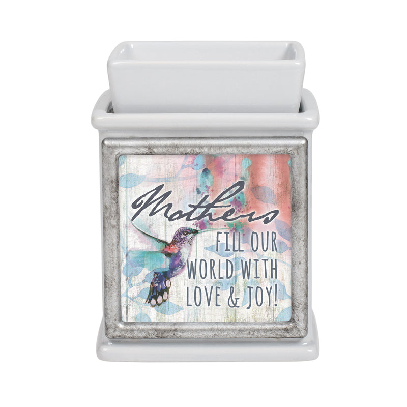 Mothers World with Love Ceramic Slate Grey Interchangeable Photo Frame Candle Wax Oil Warmer