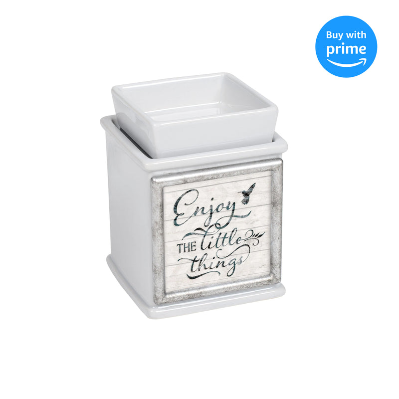 Enjoy The Little Things Ceramic Slate Grey Interchangeable Photo Frame Candle Wax Oil Warmer