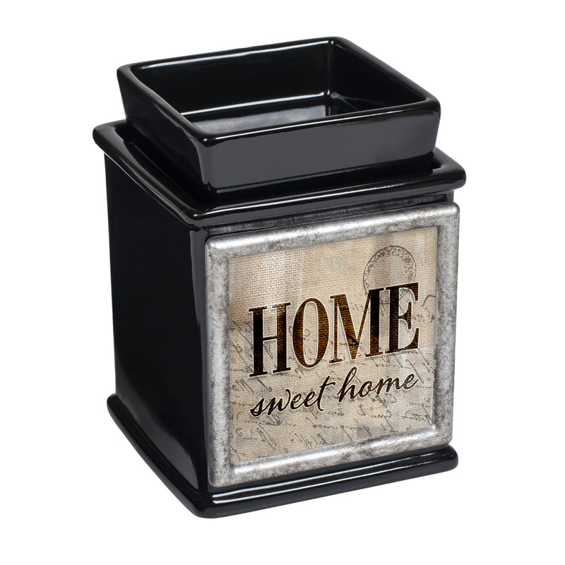 Home Sweet Home Ceramic Glossy Black Interchangeable Photo Frame Candle Wax Oil Warmer