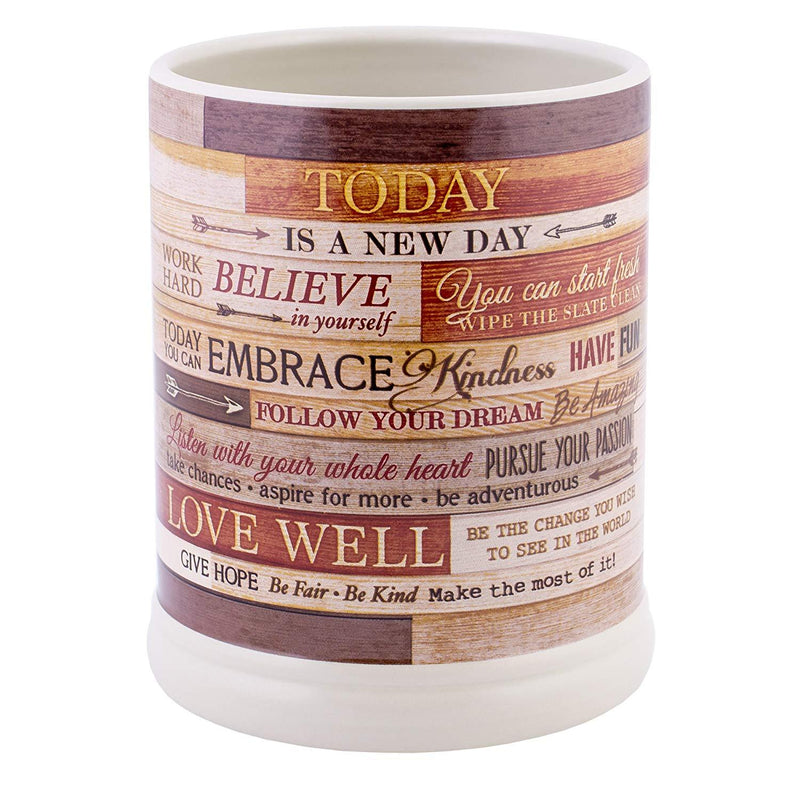 Jar candle warmer with sentiment, "Today is a new day"