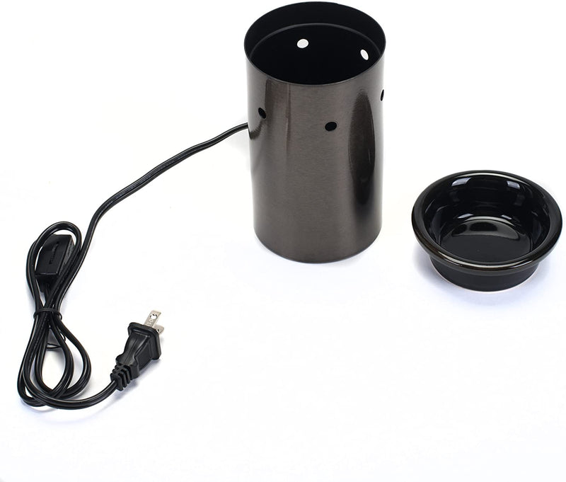 Brushed Charcoal Black Metal Electric Wax Tart and Oil Warmer