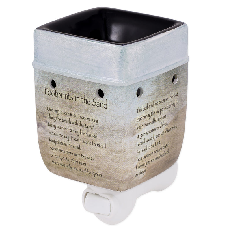 Footprints in the Sand Ceramic Stoneware Electric Plug-in Outlet Wax and Oil Warmer