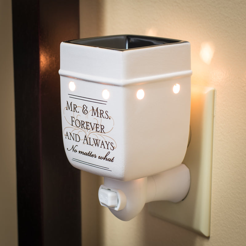 Mr & Mrs Forever and Always Ceramic Stoneware Electric Plug-in Outlet Wax and Oil Warmer