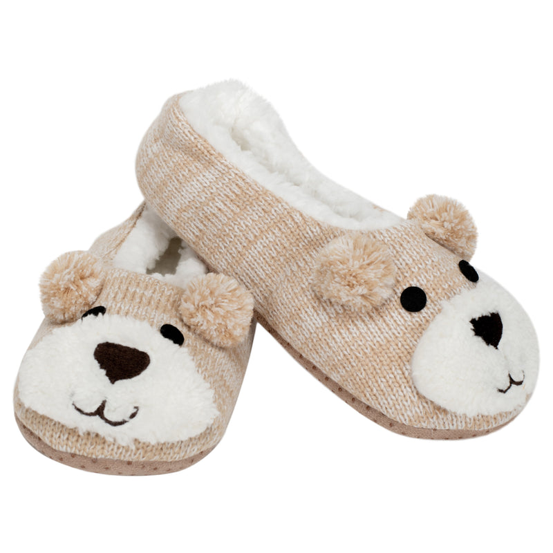 Brown Puppy Dog Womens Animal Cozy Indoor Plush Lined Non Slip Fuzzy Soft Slipper - Large