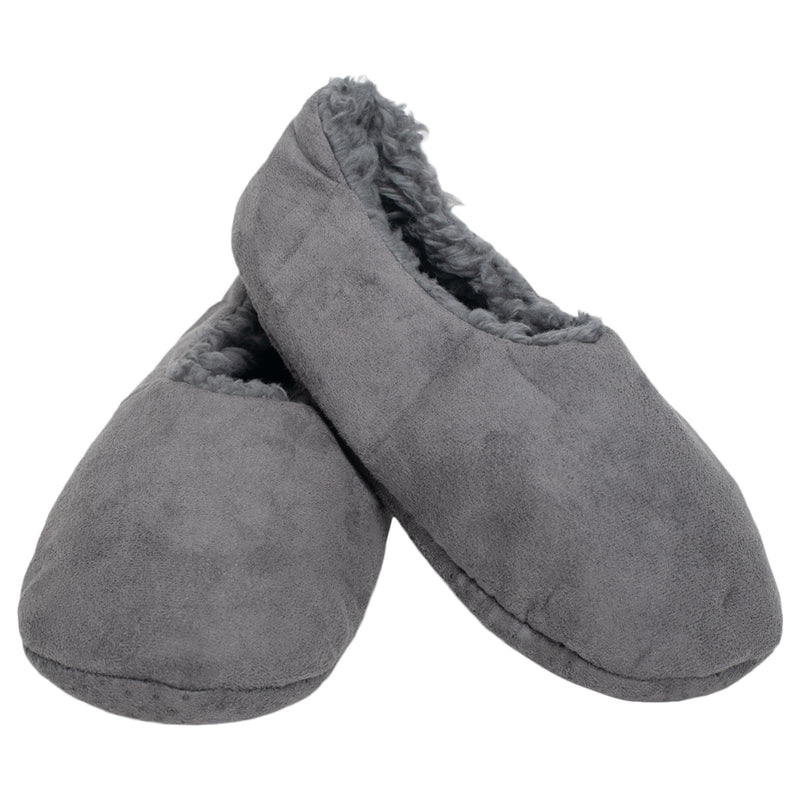 Grey Solid Tone Mens Plush Lined Cozy Non Slip Indoor Soft Slippers - Small