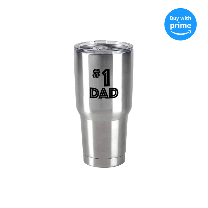 #1 Dad 30 Oz Stainless Steel Travel Mug with Lid