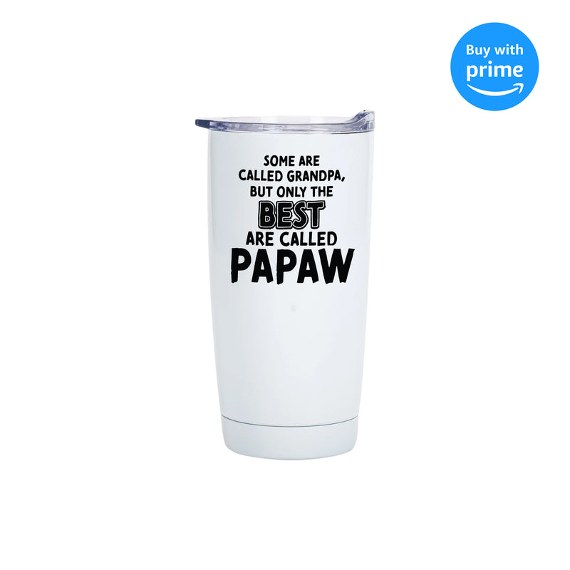 #1 Papaw Classic White 20 Ounce Stainless Steel Travel Tumbler Mug With Lid