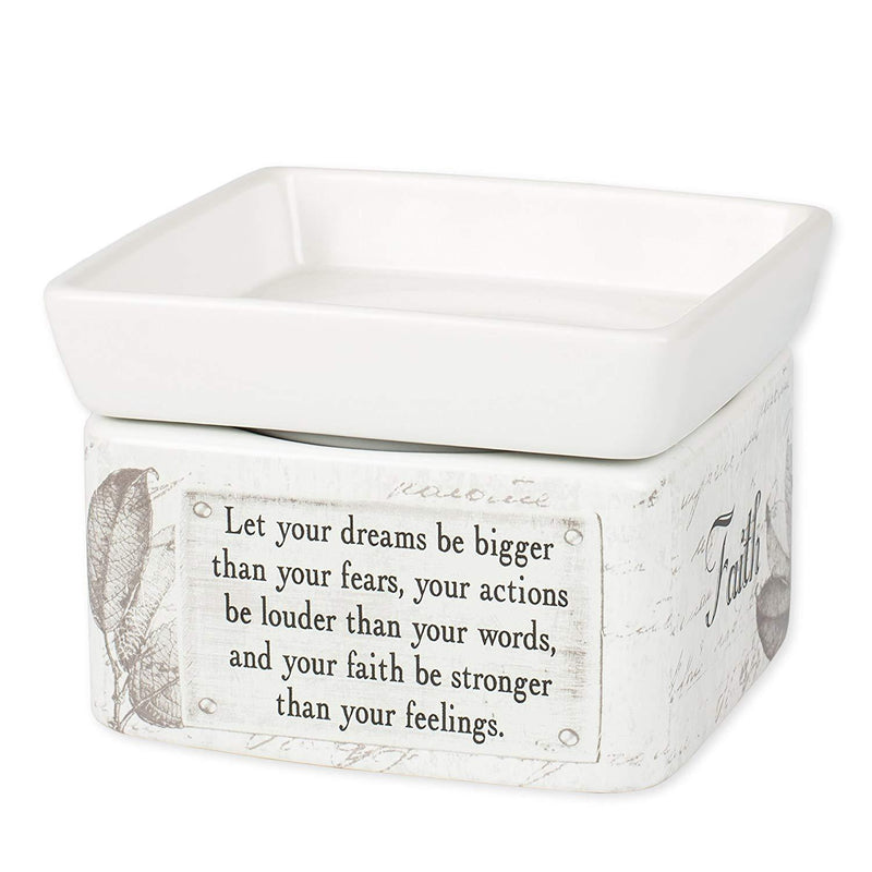 Jar candle warmer with sentiment, "Let your dreams be bigger..."