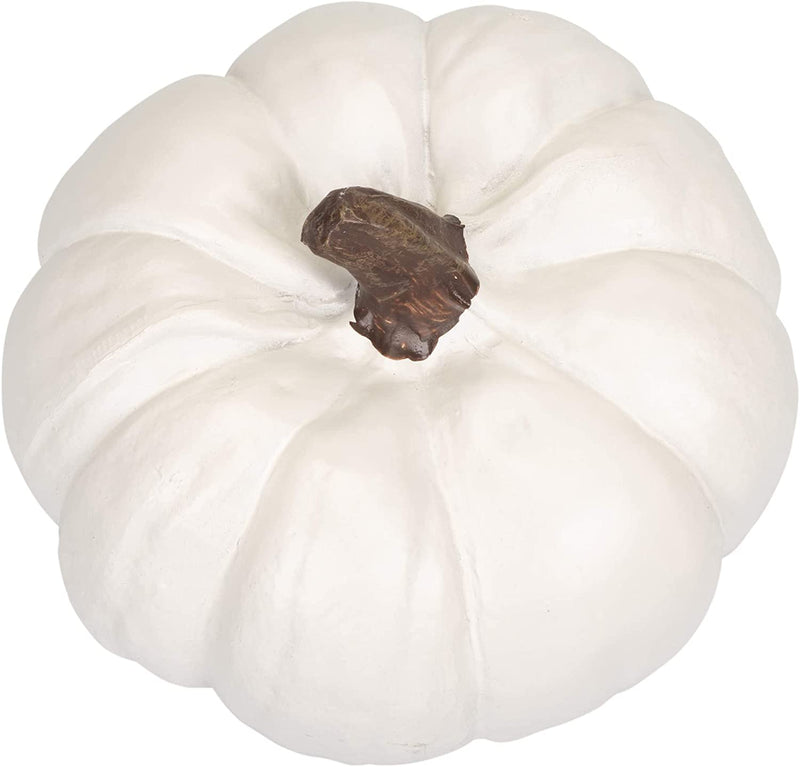 Classic White 6 inch Resin Harvest Decorative Pumpkin