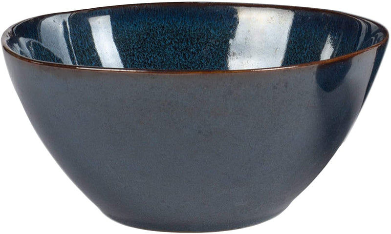 Modern Chic Smooth Ceramic Stoneware Dinnerware Bowls Set of 4 - Navy Blue