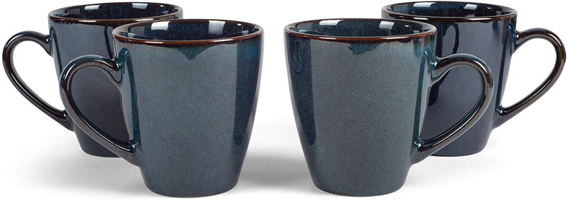 Modern Chic Smooth Ceramic Stoneware Dinnerware Mugs Set of 4 - Navy Blue