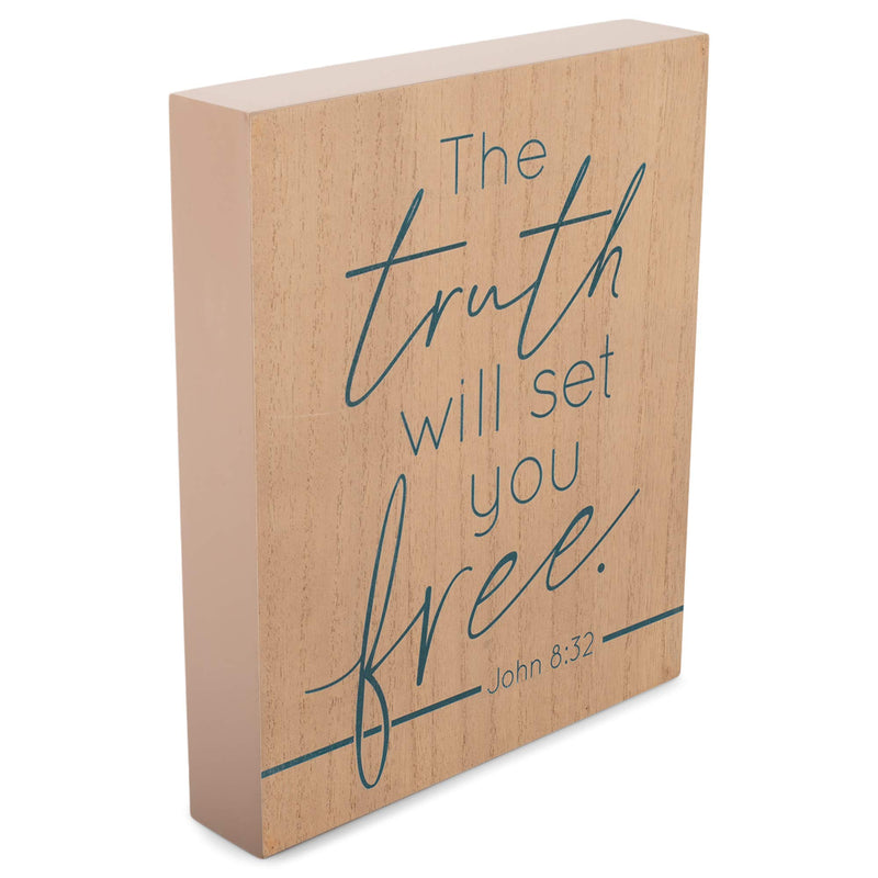 Truth Set You Free Natural Brown 8 x 10 Wood Framed Wall and Tabletop Sign