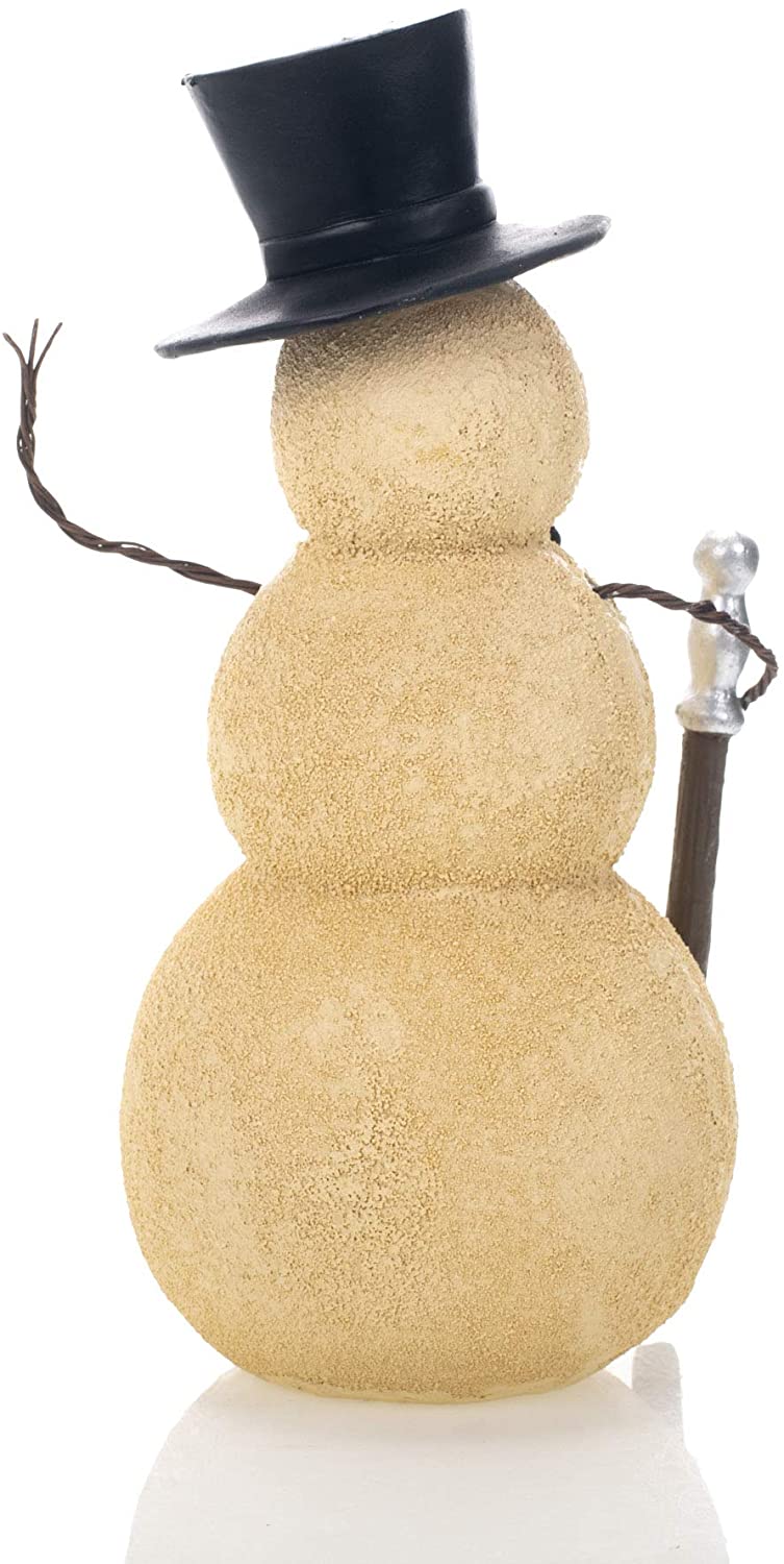 Snowman With Cane Winter White 8 inch Resin Stone Christmas Holiday Figurine