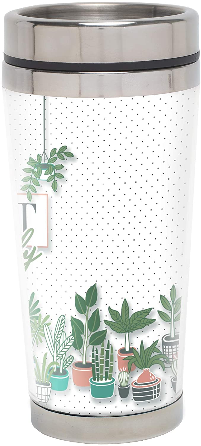 Plant Lady Classic White and Bright Green 16 Ounces Stainless Steel Travel Tumbler
