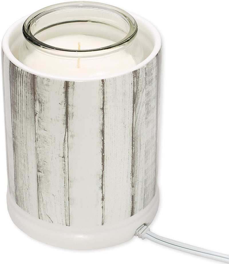 Be Still and Know Distressed Wood Design White Ceramic Stone Jar Warmer