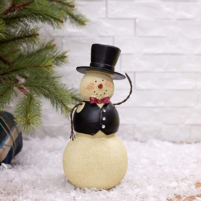 Mr. Snowman Winter White 8 inch Resin Stone Christmas Holiday Figurine