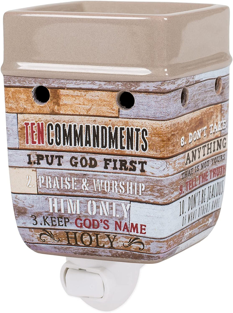Ten Commandments Pallet Wood Look Ceramic Electric Ceramic Stoneware Plug-in Warmer