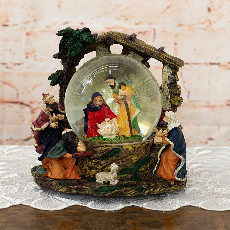 Holy Family Nativity Musical 100MM Water Globe Plays Tune Silent Night