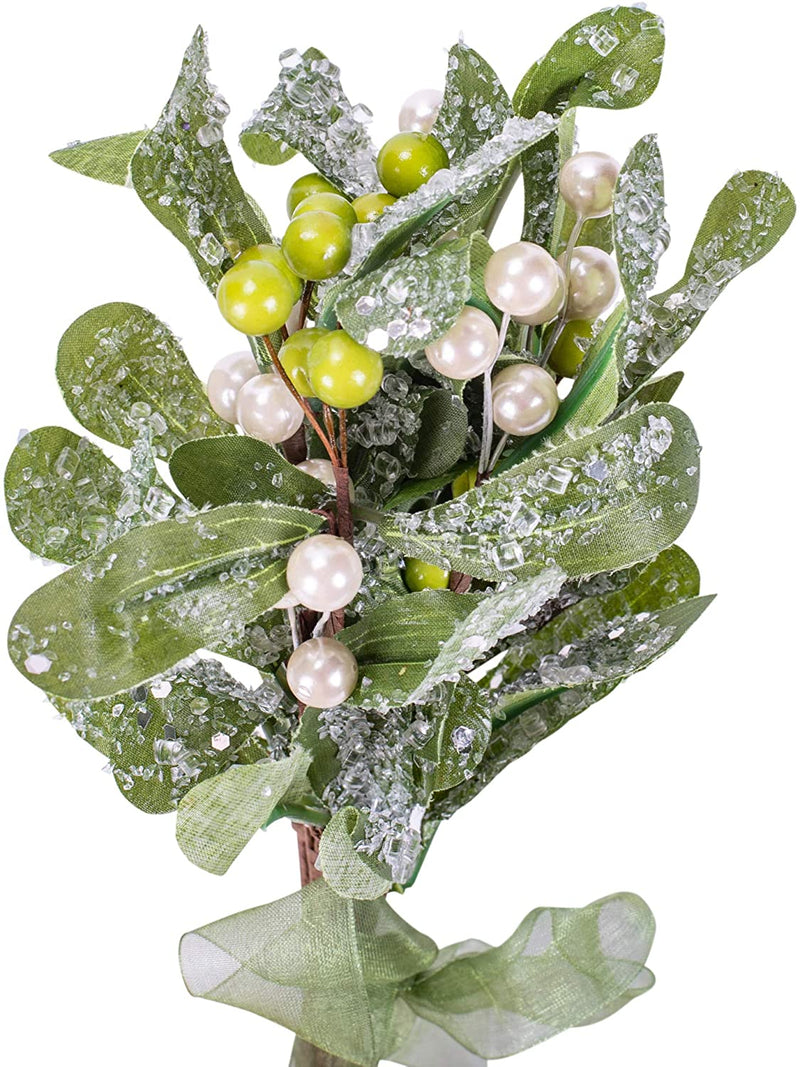 Mistletoe Berry Festive Green 10 inch Artificial Christmas Flower Sprig