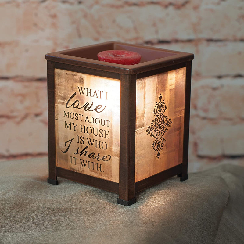 Glass Lantern Warmer with sentiment, "What I love most..."