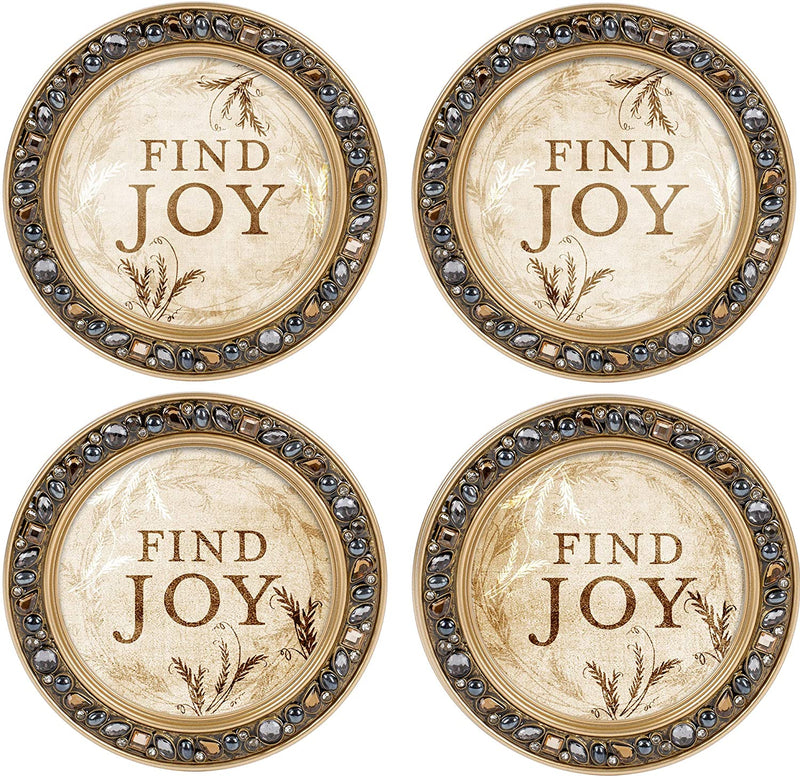 Find Joy Amber Goldtone 4.5 Inch Jeweled Coaster Set of 4