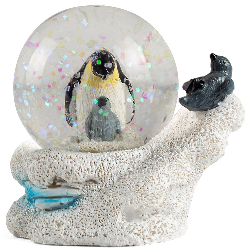 Mommy Penguin and Chicks 3 x 3 Miniature 45MM Water Globe Table Top Figurine