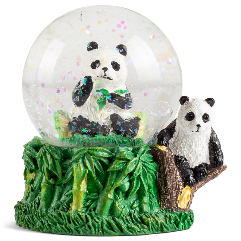 Bamboo Panda 3 x 3 Miniature Resin Stone 45MM Water Globe Table Top Figurine