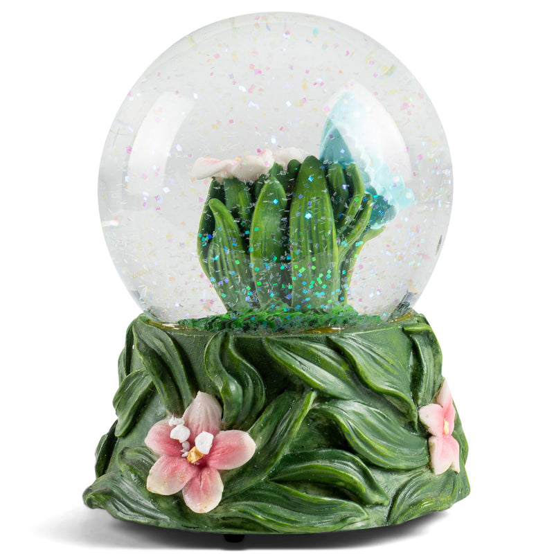 Butterflies on Lilies Figurine 100MM Water Globe Plays Tune English Country Garden