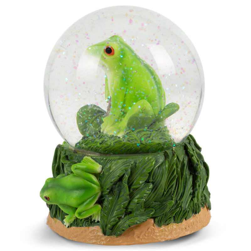 Playful Tree Frog Figurine 100MM Water Globe Plays Tune Beautiful Dreamer