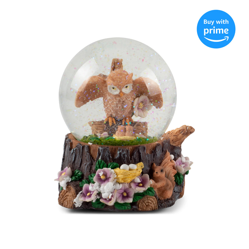 Wise Owl 100MM Music Snow Globe Plays Tune Music of the Night