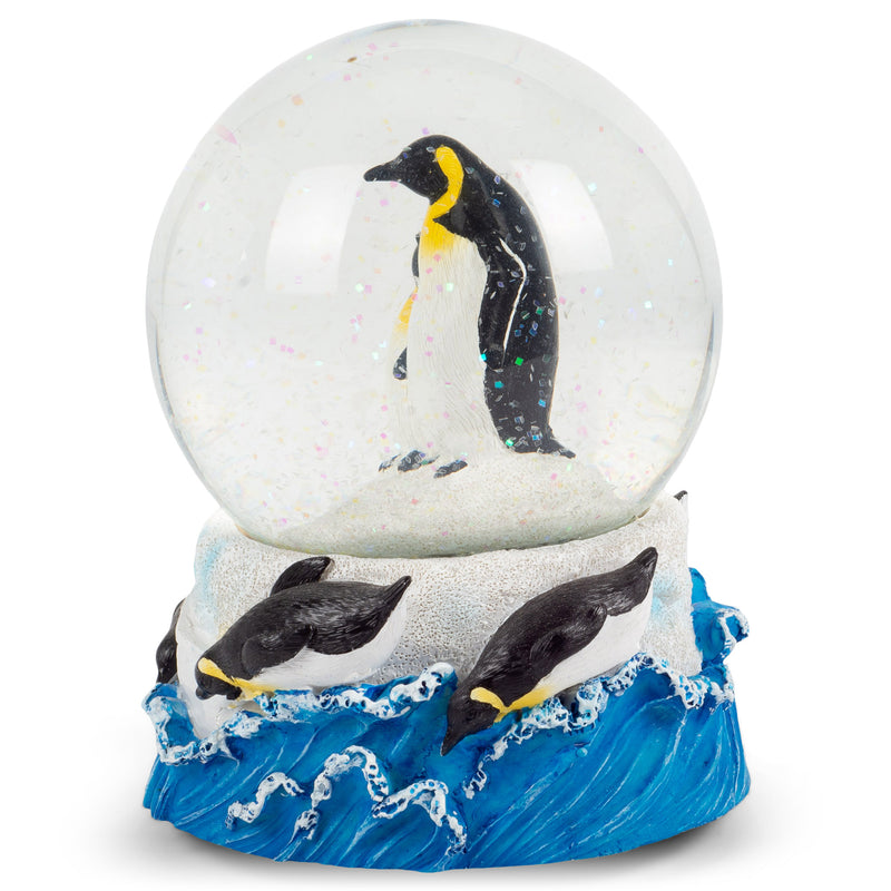 Playful Penguins Figurine 100MM Water Globe Plays Tune Entertainer