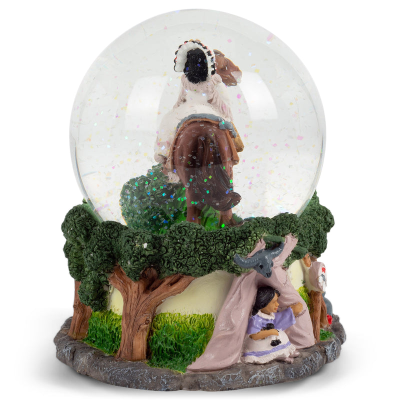 Native American Chief 100MM Music Water Globe Plays Tune Free As The Wind