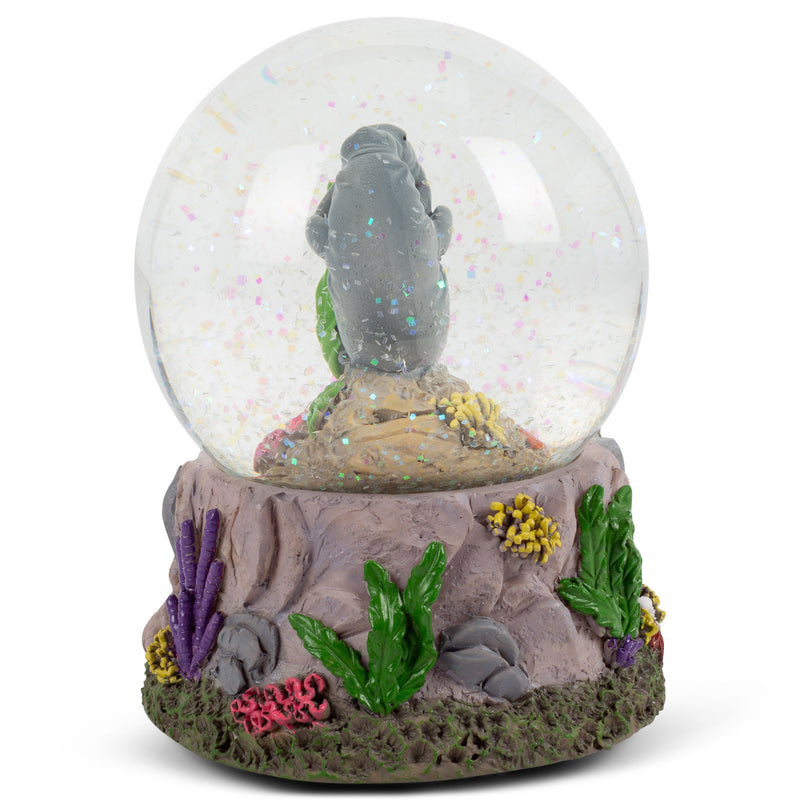 Manatees Playing in Ocean 100MM Music Water Globe Plays Tune Somewhere In Time