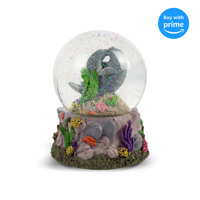 Manatees Playing in Ocean 100MM Music Snow Globe Plays Tune Somewhere In Time