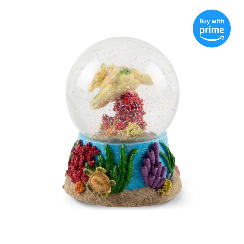 Turtles Underwater Figurine 100MM Snow Globe Plays Tune Somewhere Out There