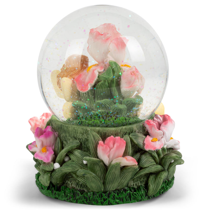 Fairy Children in Flowers 100MM Music Water Globe Plays Tune Greensleeves