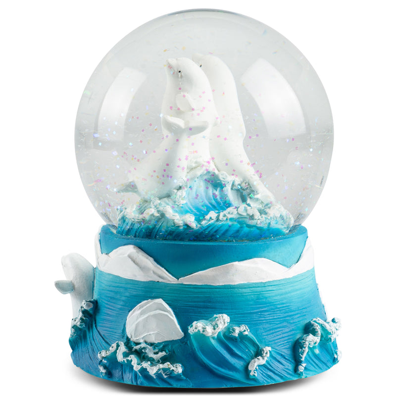 Beluga Whales Figurine 100MM Water Globe Plays Tune Let Me Call You Sweetheart