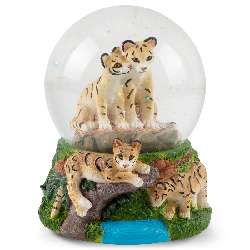 Endangered Clouded Leopard 100MM Water Globe Plays Tune We've Only Just Begun