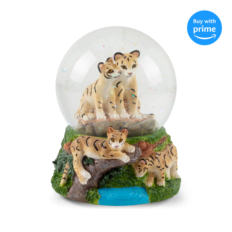 Endangered Clouded Leopard 100MM Snow Globe Plays Tune We've Only Just Begun