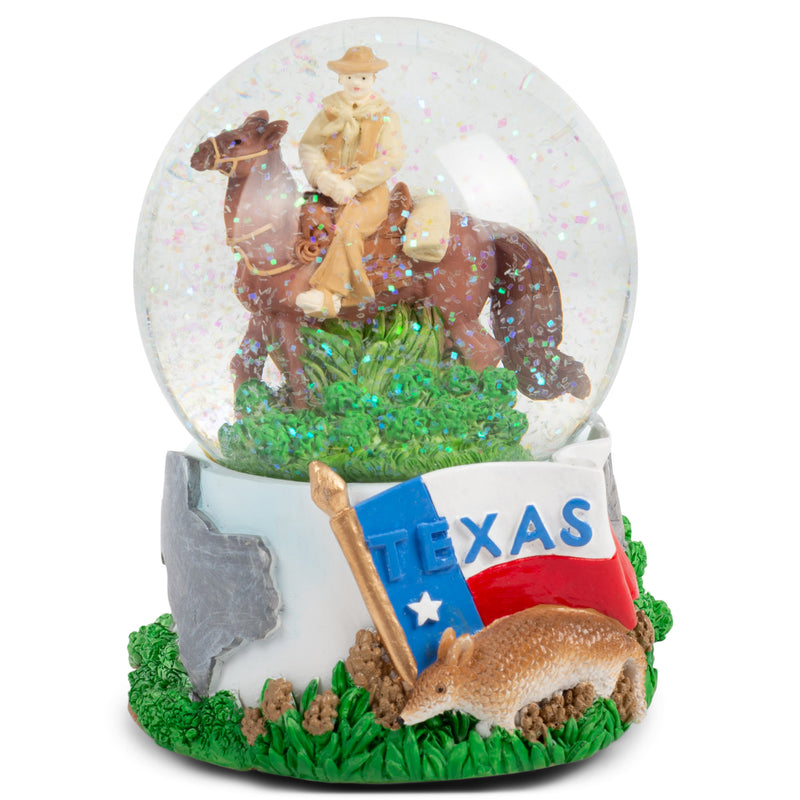Texas Cowboy Figurine 100MM Water Globe Plays Tune Heart of Texas
