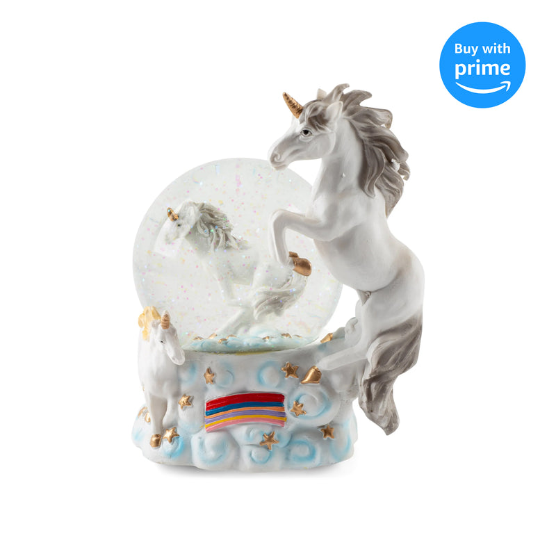 Mystical Unicorns Figurine 100MM Snow Globe Plays Tune You Are My Sunshine