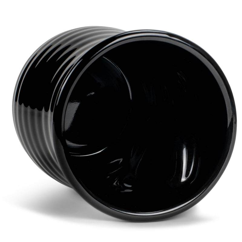 Elanze Designs Ribbed Solid Black 14 ounce Ceramic Handwarmer Mugs Set of 4