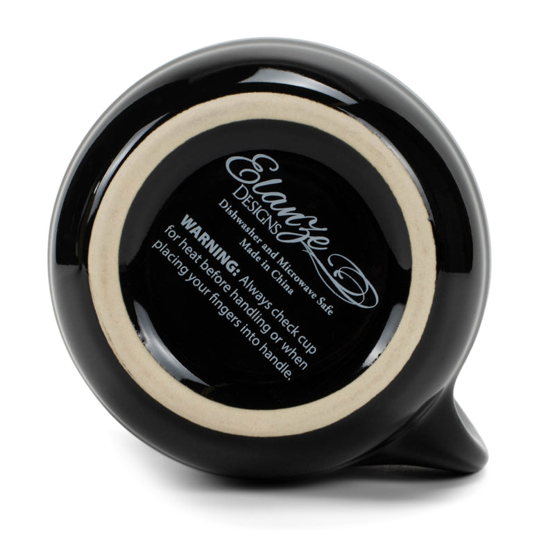 Elanze Designs Ribbed Solid Black 14 ounce Ceramic Handwarmer Mug