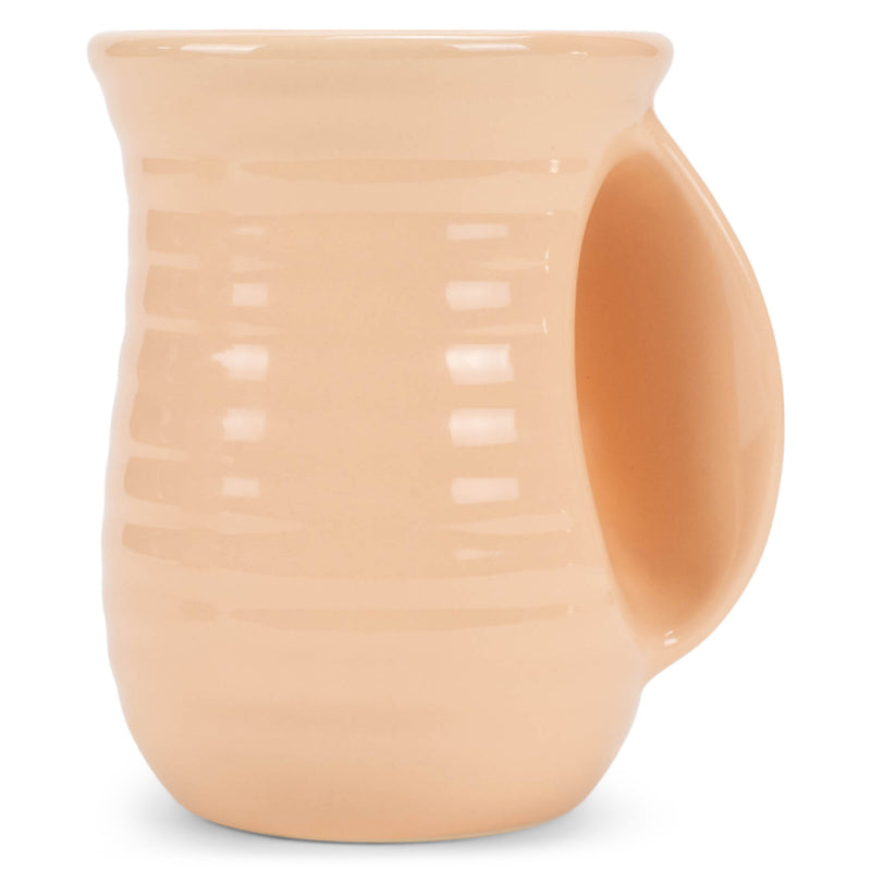 Elanze Designs Ribbed Solid Blush Pink 14 ounce Ceramic Handwarmer Mug
