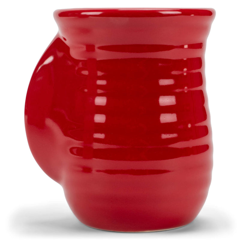 Elanze Designs Ribbed Solid Christmas Red 14 ounce Ceramic Handwarmer Mug